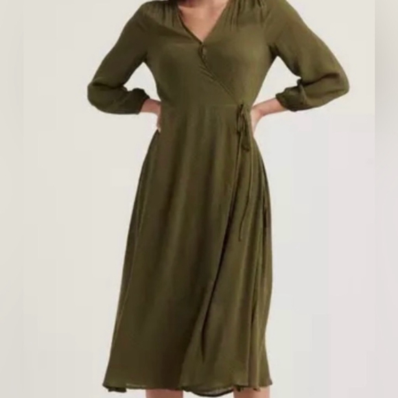 Lucky Brand ELYSE Khaki Wrap Dress - Picture 1 of 4